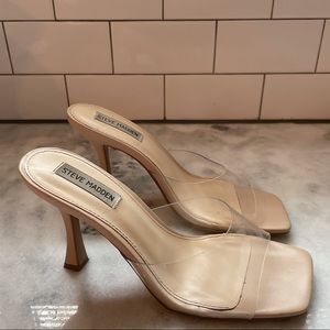 STEVE MADDEN Signal Square Toe Clear Dress Mules